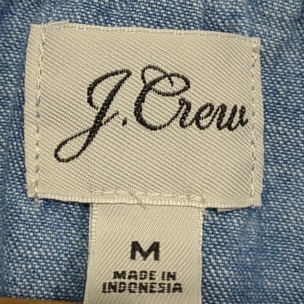 J Crew Denim Dress Size Medium Blue Jeans Long Sleeve 100% Cotton Lightweight - Picture 8 of 10